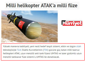 Milli Helikopter ATAK'a Milli Füze